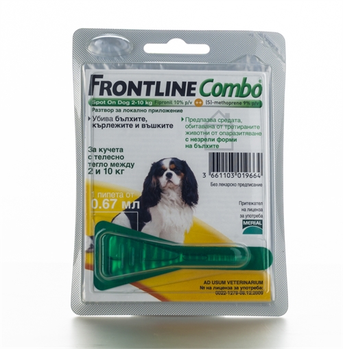 Frontline Combo за кучета с телесно тегло между 2 и 10 кг.